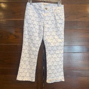 CAbi  4 denim jeans pants cropped capris mini flair boating nautical rope print